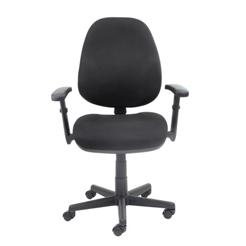 Bilbao fabric operators chair with lumbar support and adjustable arms - black
