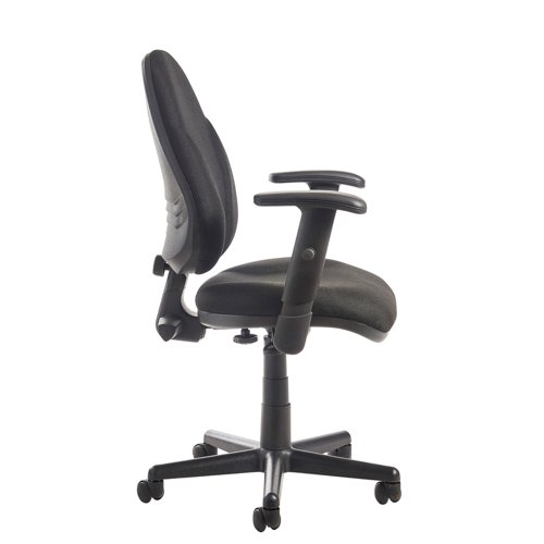 BIL309B1-L-K Bilbao fabric operators chair with lumbar support and adjustable arms - black