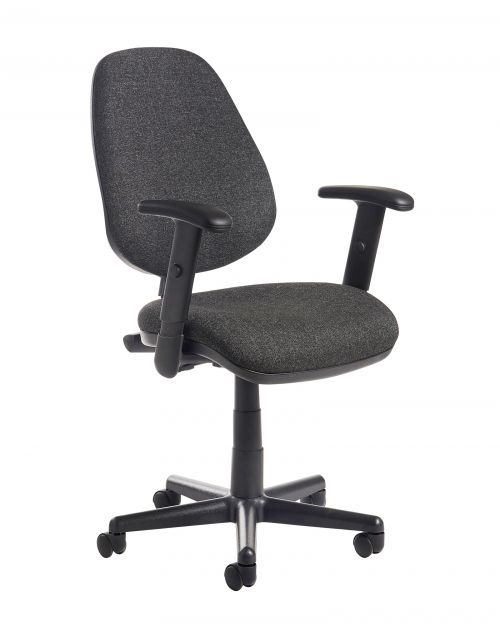 Bilbao fabric operators chair with adjustable arms - charcoal