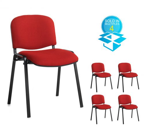 Taurus meeting room stackable chair (box of 4) with black frame and no arms - burgundy