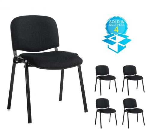 Taurus meeting room stackable chair (box of 4) with black frame and no arms - charcoal