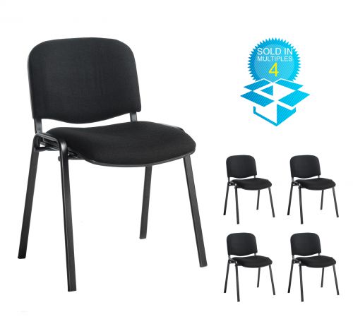 Taurus meeting room stackable chair (box of 4) with black frame and no arms - black