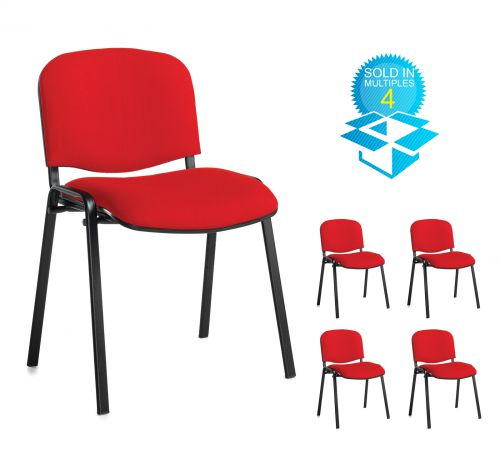 Taurus meeting room stackable chair (box of 4) with black frame and no arms - red