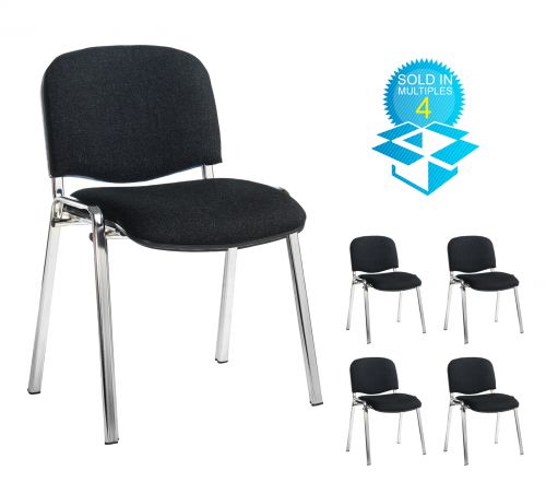 Taurus meeting room stackable chair (box of 4) with chrome frame and no arms - charcoal