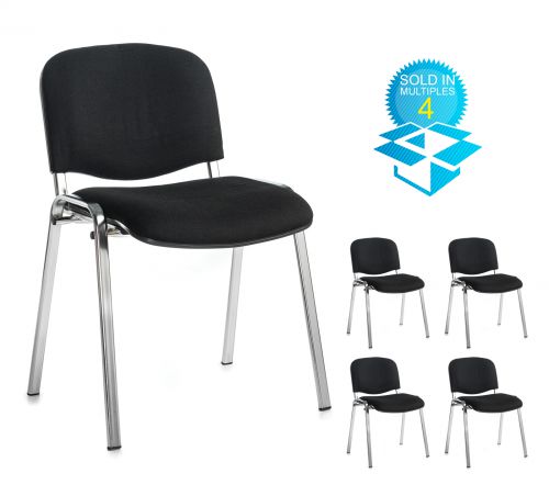 Taurus meeting room stackable chair (box of 4) with chrome frame and no arms - black