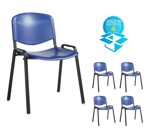 Taurus plastic meeting room stackable chair (box of 4) with no arms - blue with black frame