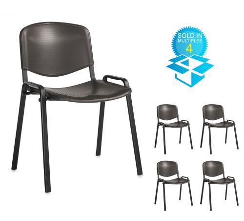 Taurus plastic meeting room stackable chair (box of 4) with no arms - black with black frame
