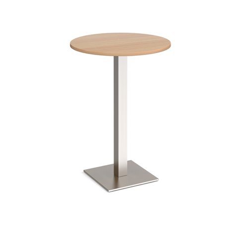 Brescia circular poseur table with flat square brushed steel base 800mm - beech BPC800-BS-B Buy online at Office 5Star or contact us Tel 01594 810081 for assistance