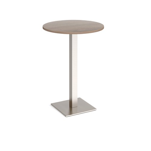 Brescia Circular Poseur Table With Flat Square Brushed Steel Base 800mm Barcelona Walnut