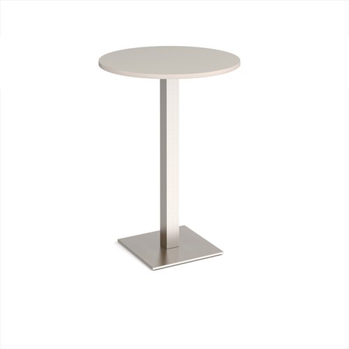 Brescia circular poseur table with flat square brushed steel base 800mm - Light Grey  BPC800-BS-LG