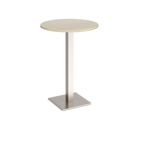 Brescia circular poseur table with flat square brushed steel base 800mm - made to order