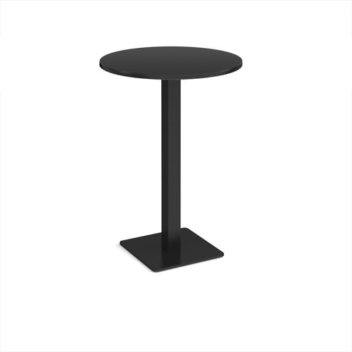 Brescia circular poseur table with flat square black base 800mm - Black