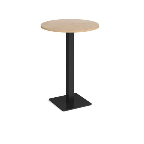 Brescia circular poseur table with flat square black base 800mm - kendal oak Canteen Tables BPC800-K-KO