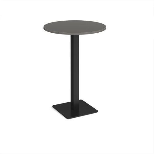 Brescia circular poseur table with flat square black base 800mm - Onyx Grey