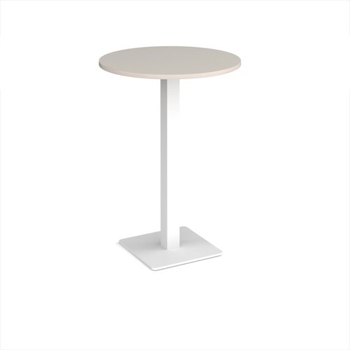 Brescia circular poseur table with flat square white base 800mm - Light Grey