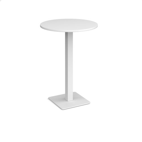 Brescia circular poseur table with flat square white base 800mm - white Canteen Tables BPC800-WH-WH