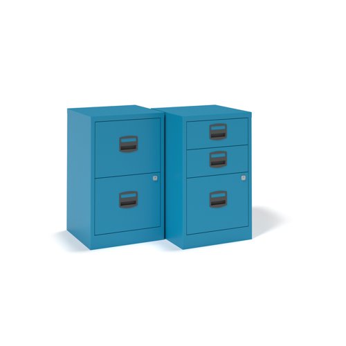 Bisley A4 home filer with 3 drawers - blue