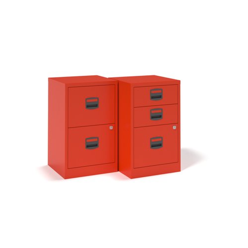 Bisley A4 home filer with 3 drawers - red (Made-to-order 4 - 6 week lead time)