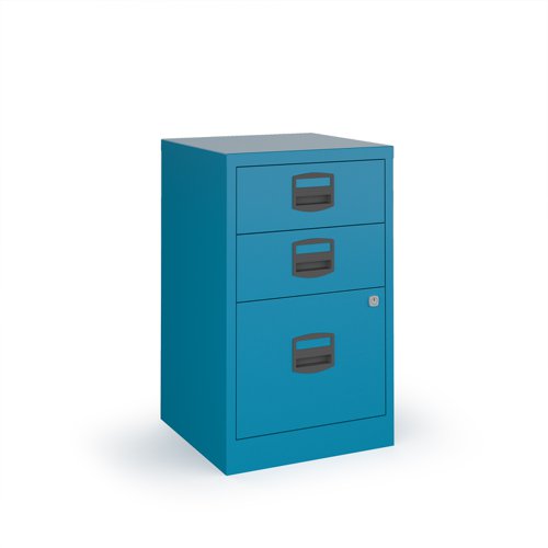 Bisley A4 home filer with 3 drawers - blue