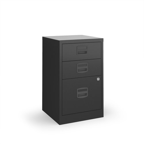 Bisley A4 home filer with 3 drawers - black