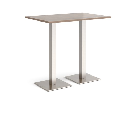 Brescia rectangular poseur table with flat square brushed steel bases 1200mm x 800mm - Barcelona walnut