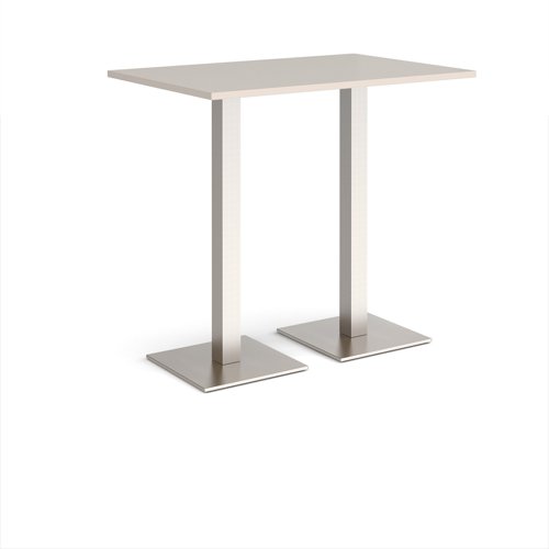 Brescia rectangular poseur table with flat square brushed steel bases 1200mm x 800mm - Light Grey