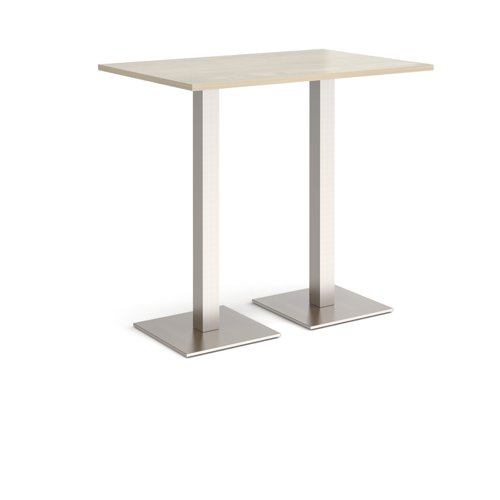 Brescia rectangular poseur table with flat square brushed steel bases 1200mm x 800mm - made to order