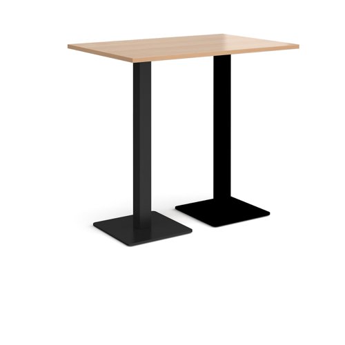 Brescia rectangular poseur table with flat square black bases 1200mm x 800mm - beech Canteen Tables BPR1200-K-B