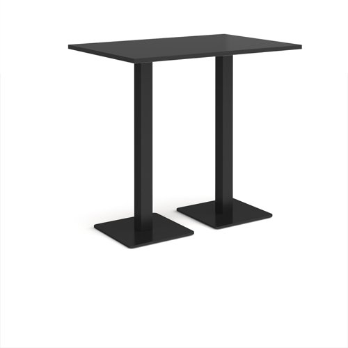 Brescia rectangular poseur table with flat square black bases 1200mm x 800mm - Black