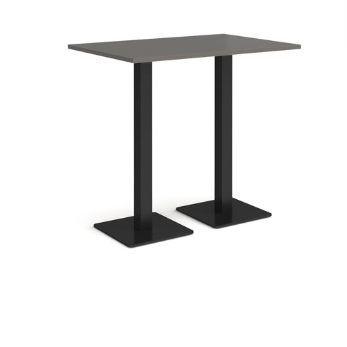 Brescia rectangular poseur table with flat square black bases 1200mm x 800mm - Onyx Grey