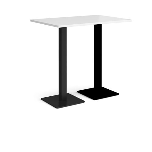 Brescia rectangular poseur table with flat square black bases 1200mm x 800mm - white Canteen Tables BPR1200-K-WH