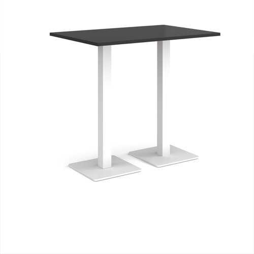 Brescia rectangular poseur table with flat square white bases 1200mm x 800mm - Black