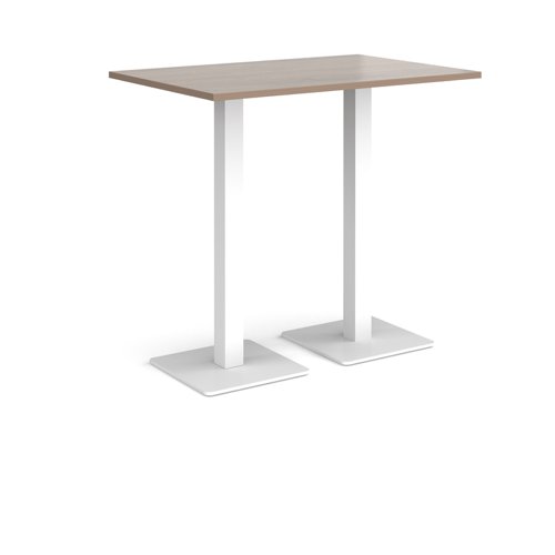 Brescia rectangular poseur table with flat square white bases 1200mm x 800mm - barcelona walnut