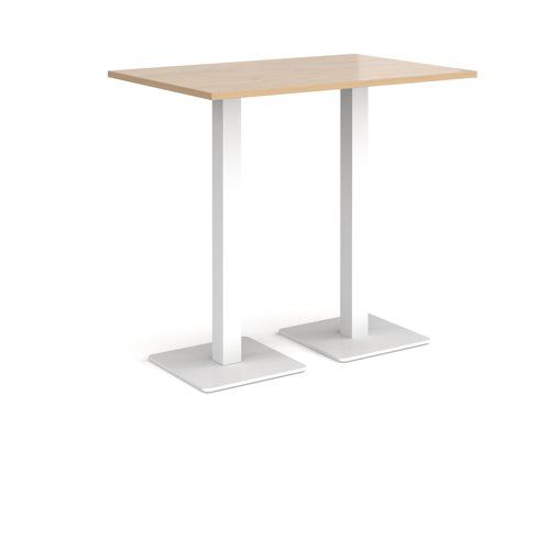 BPR1200-WH-KO Brescia rectangular poseur table with flat square white bases 1200mm x 800mm - kendal oak