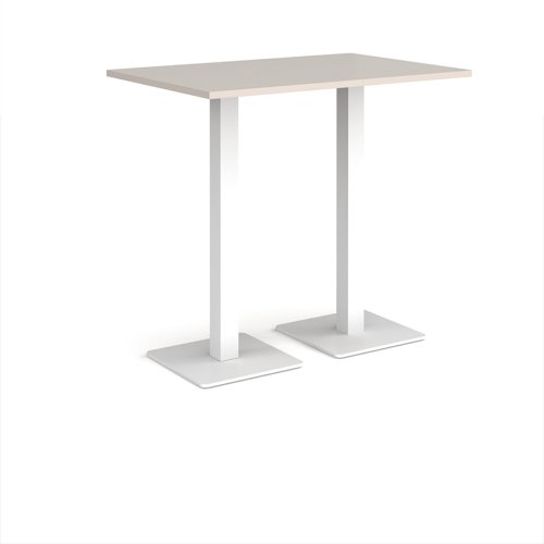 Brescia rectangular poseur table with flat square white bases 1200mm x 800mm - Light Grey