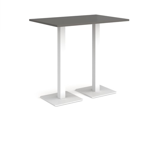 Brescia rectangular poseur table with flat square white bases 1200mm x 800mm - Onyx Grey