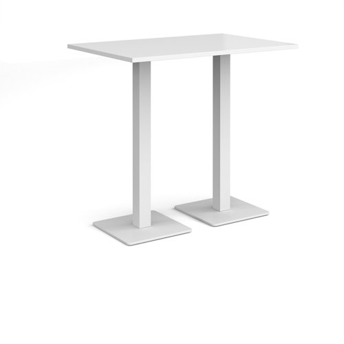 Brescia rectangular poseur table with flat square white bases 1200mm x 800mm - white BPR1200-WH-WH Buy online at Office 5Star or contact us Tel 01594 810081 for assistance