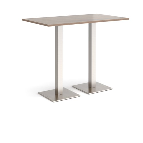 Brescia rectangular poseur table with flat square brushed steel bases 1400mm x 800mm - barcelona walnut