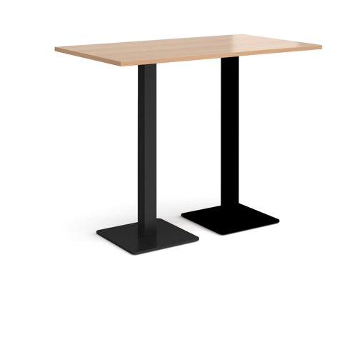 BPR1400-K-B Brescia rectangular poseur table with flat square black bases 1400mm x 800mm - beech