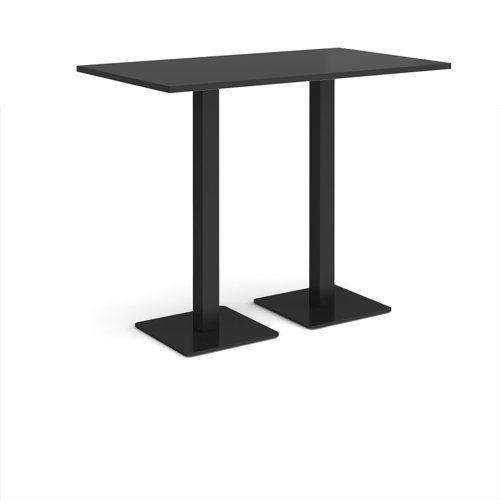 Brescia rectangular poseur table with flat square black bases 1400mm x 800mm - Black