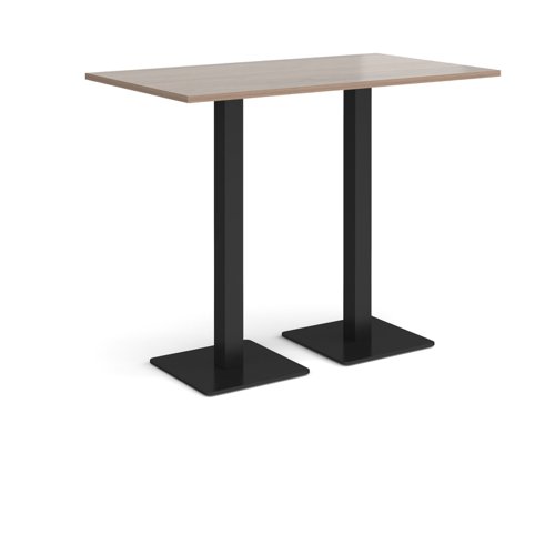 Brescia rectangular poseur table with flat square black bases 1400mm x 800mm - barcelona walnut