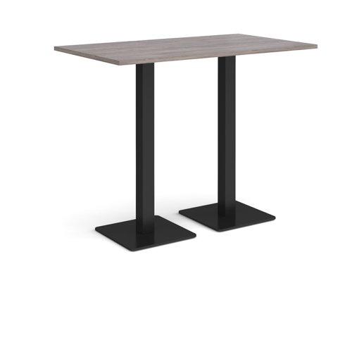 Brescia rectangular poseur table with flat square black bases 1400mm x 800mm - grey oak Canteen Tables BPR1400-K-GO