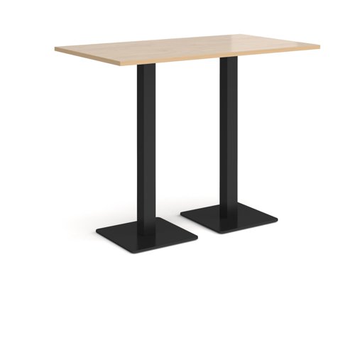 BPR1400-K-KO Brescia rectangular poseur table with flat square black bases 1400mm x 800mm - kendal oak