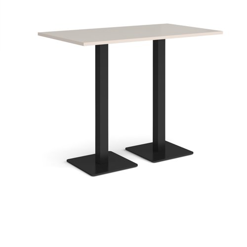 Brescia rectangular poseur table with flat square black bases 1400mm x 800mm - Light Grey