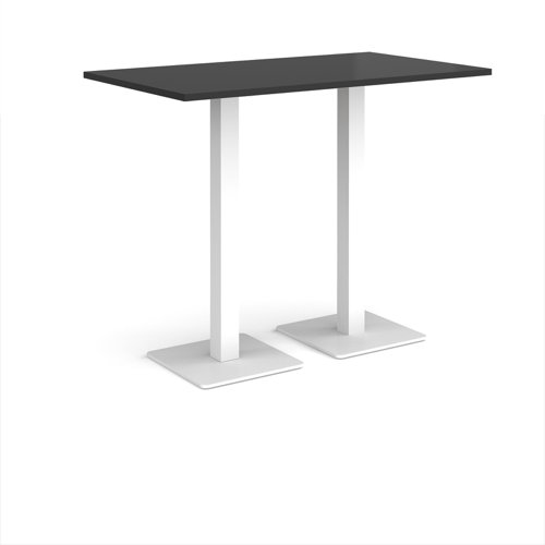 Brescia rectangular poseur table with flat square white bases 1400mm x 800mm - Black