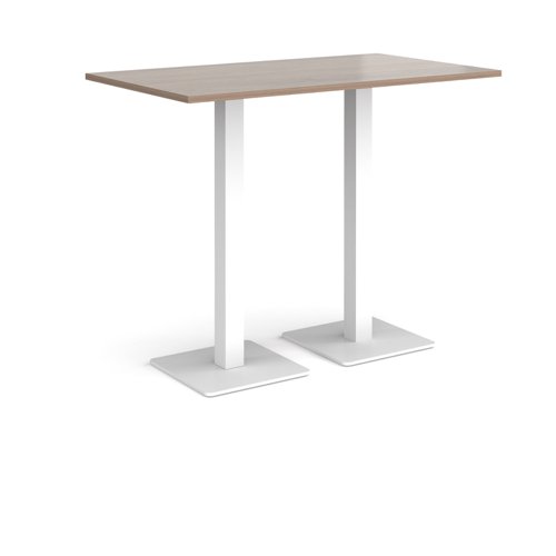 Brescia rectangular poseur table with flat square white bases 1400mm x 800mm - barcelona walnut