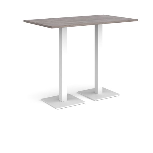 Brescia rectangular poseur table with flat square white bases 1400mm x 800mm - grey oak Canteen Tables BPR1400-WH-GO