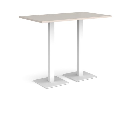 Brescia rectangular poseur table with flat square white bases 1400mm x 800mm - Light Grey