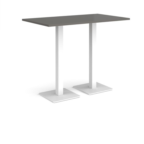 Brescia rectangular poseur table with flat square white bases 1400mm x 800mm - Onyx Grey