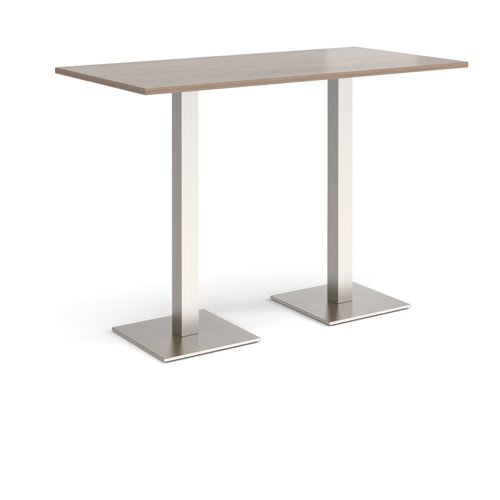 Brescia rectangular poseur table with flat square brushed steel bases 1600mm x 800mm - barcelona walnut